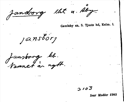 Bild på arkivkortet för arkivposten Jansborg