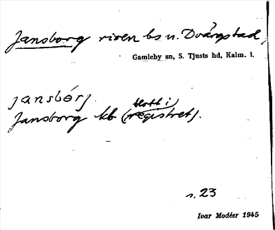 Bild på arkivkortet för arkivposten Jansborg