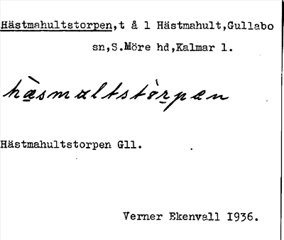 Bild på arkivkortet för arkivposten Hästmahultstorpen