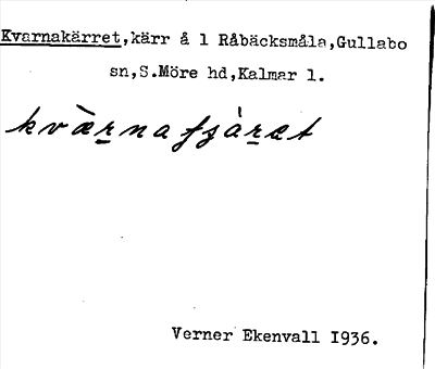 Bild på arkivkortet för arkivposten Kvarnakärret