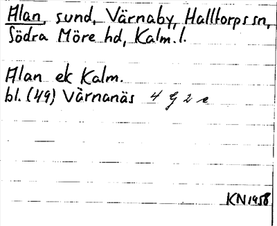 Bild på arkivkortet för arkivposten Alan