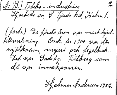 Bild på arkivkortet för arkivposten [A.-B.] Totebo-industrier