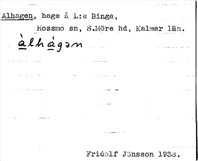 Bild på arkivkortet för arkivposten Alhagen
