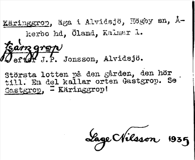 Bild på arkivkortet för arkivposten Käringgrop
