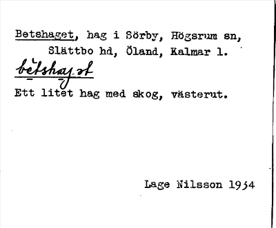 Bild på arkivkortet för arkivposten Betshaget
