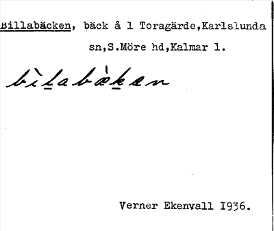 Bild på arkivkortet för arkivposten Billabäcken