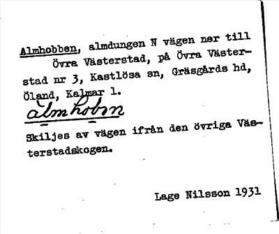 Bild på arkivkortet för arkivposten Almhobben