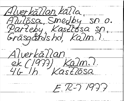 Bild på arkivkortet för arkivposten Alverkällan