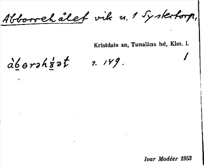 Bild på arkivkortet för arkivposten Abborrehålet