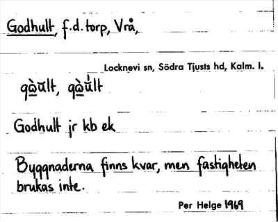 Bild på arkivkortet för arkivposten Godhult