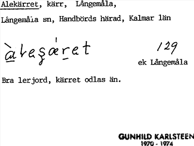 Bild på arkivkortet för arkivposten Alekärret