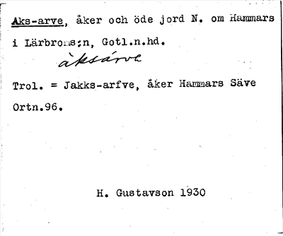 Bild på arkivkortet för arkivposten Aks-arve