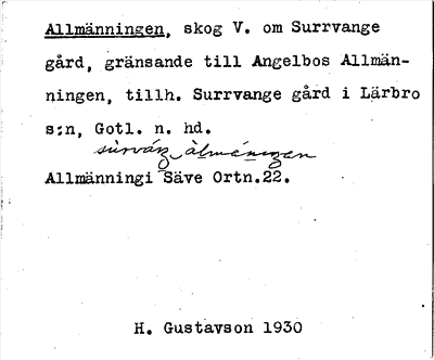 Bild på arkivkortet för arkivposten Allmänningen