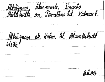 Bild på arkivkortet för arkivposten Alhägnan