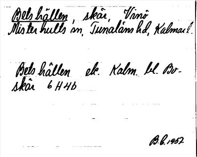 Bild på arkivkortet för arkivposten Betshällen