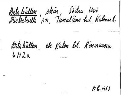 Bild på arkivkortet för arkivposten Betshällen