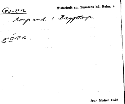 Bild på arkivkortet för arkivposten Gosen