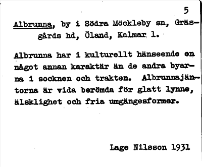 Bild på arkivkortet för arkivposten Albrunna
