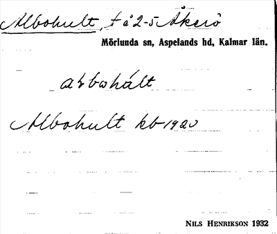 Bild på arkivkortet för arkivposten Albohult