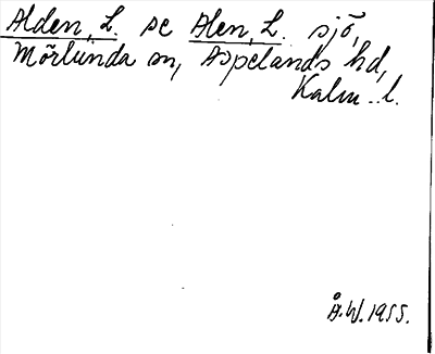Bild på arkivkortet för arkivposten Alden, L. se Alen, L.