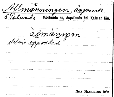Bild på arkivkortet för arkivposten Allmänningen