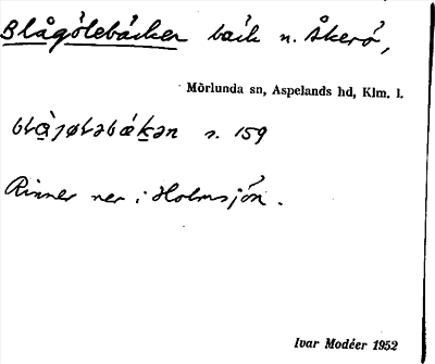 Bild på arkivkortet för arkivposten Blågölebäcken