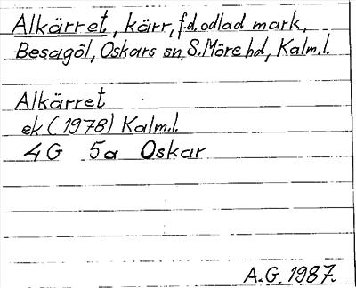 Bild på arkivkortet för arkivposten Alkärret
