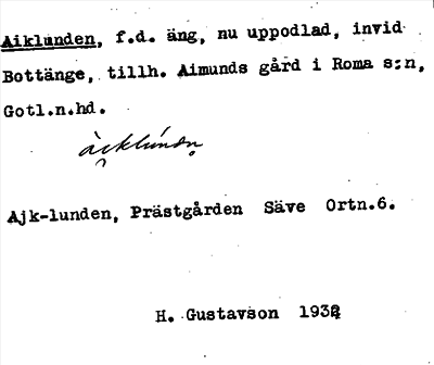Bild på arkivkortet för arkivposten Aiklunden