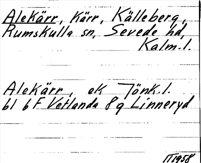 Bild på arkivkortet för arkivposten Alekärr