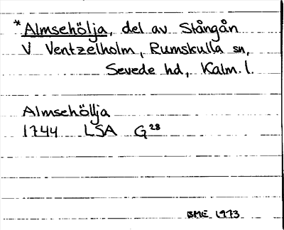 Bild på arkivkortet för arkivposten *Almsehölja