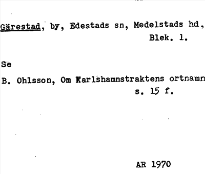 Bild på arkivkortet för arkivposten Gärestad