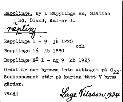 Bild på arkivkortet för arkivposten Räpplinge