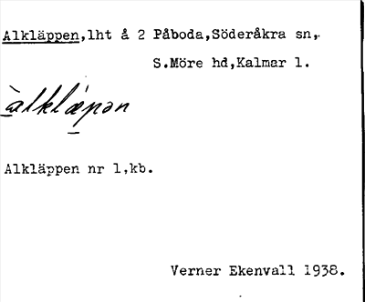 Bild på arkivkortet för arkivposten Alkläppen