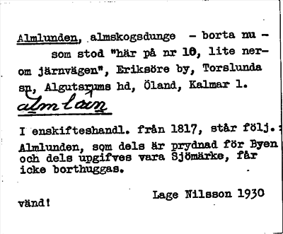 Bild på arkivkortet för arkivposten Almlunden
