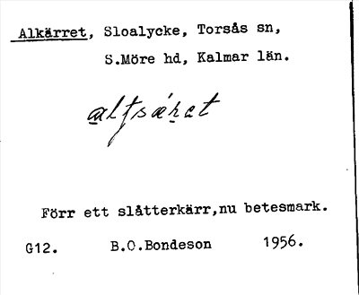 Bild på arkivkortet för arkivposten Alkärret