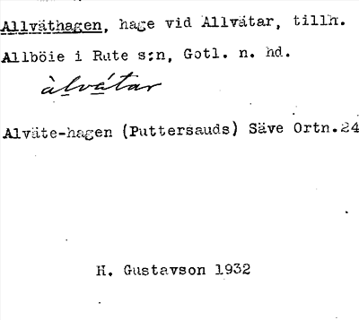 Bild på arkivkortet för arkivposten Allväthagen