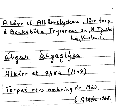 Bild på arkivkortet för arkivposten Alkärr el. Alkärrslyckan