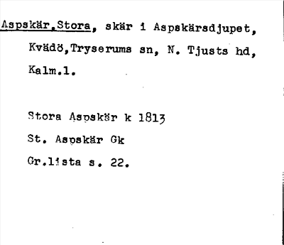 Bild på arkivkortet för arkivposten Aspskär, Stora