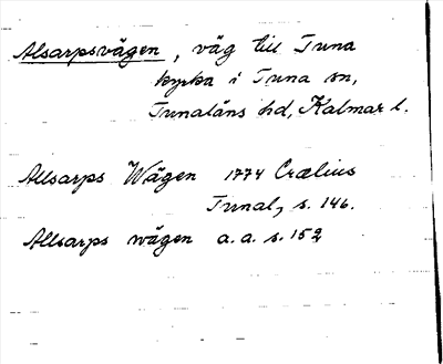 Bild på arkivkortet för arkivposten Alsarpsvägen