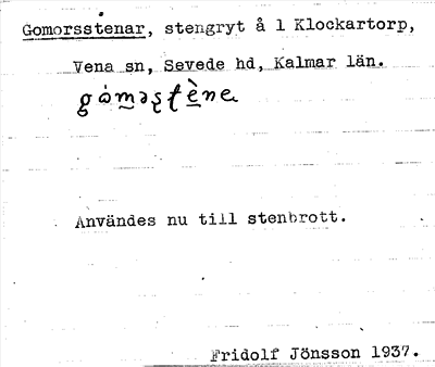 Bild på arkivkortet för arkivposten Gomorsstenar