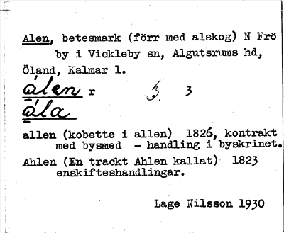 Bild på arkivkortet för arkivposten Alen