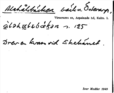 Bild på arkivkortet för arkivposten Alehålsbäcken