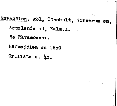 Bild på arkivkortet för arkivposten Rävagölen