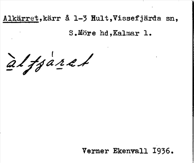 Bild på arkivkortet för arkivposten Alkärret