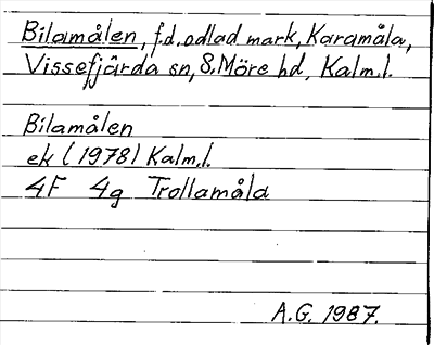Bild på arkivkortet för arkivposten Bilamålen