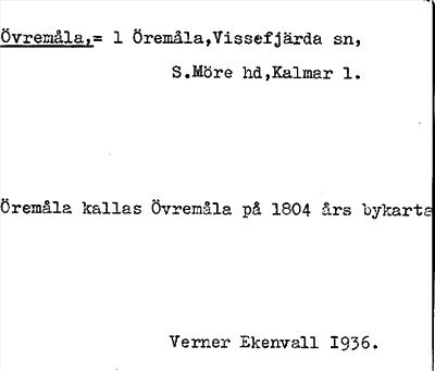 Bild på arkivkortet för arkivposten Övremåla
