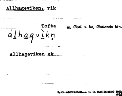 Bild på arkivkortet för arkivposten Allhageviken