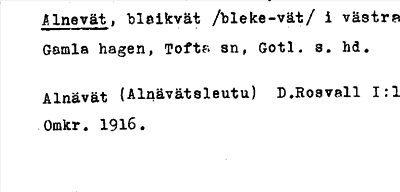 Bild på arkivkortet för arkivposten Alnevät