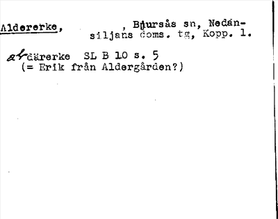 Bild på arkivkortet för arkivposten Aldererke