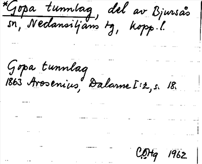 Bild på arkivkortet för arkivposten *Gopa tunnlag